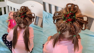 НОВОГОДНЯЯ прическа СНЕЖИНКА | Christmas hairstyle snowflake