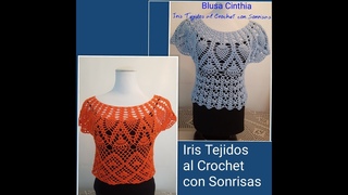 CANESU BLUSA CINTHIA  A CROCHET PRIMERA PARTE  PUNTO PINAS DE MI CREATIVIAD