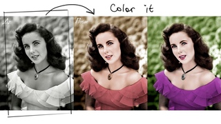 Раскрашивание черно-белого фото | Photo colorization | Timelapse
