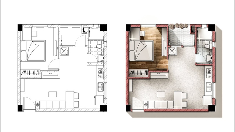 Architectural plan rendering by