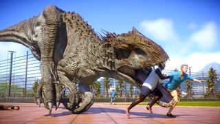 INDOMINUS REX & TREX & INDORAPTOR FIGHT & ESCAPE - Jurassic World Evolution 2