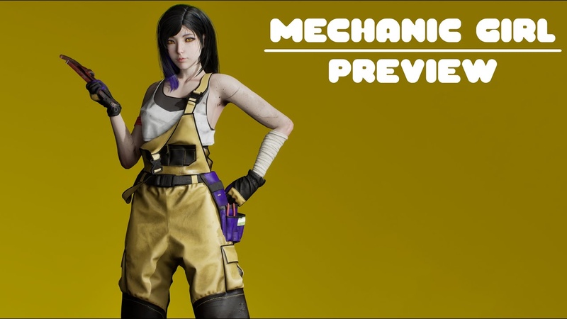 Game ready 3 D model Mechanic Girl Video