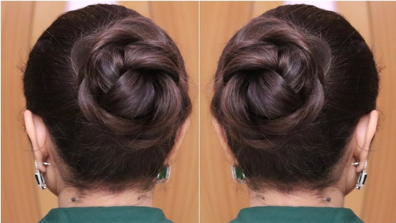 Very Beautiful Cute Bun Hairstyle For Wedding By Self, Latest Easy Long Hair Juda Hairstyle