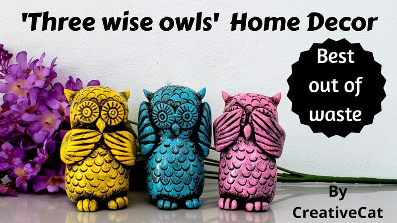 Owl Home decor, Best out of waste, upcycling, art and craft, Clay