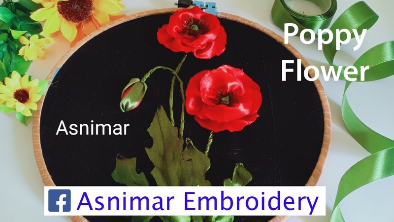 Ribbon Embroidery of Poppy
